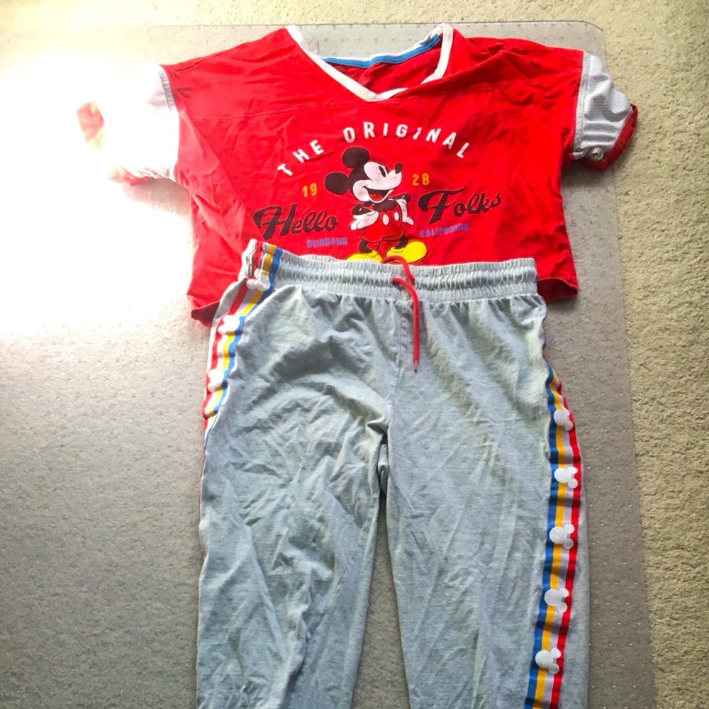 Mickey Mouse crop top and sweat pants
